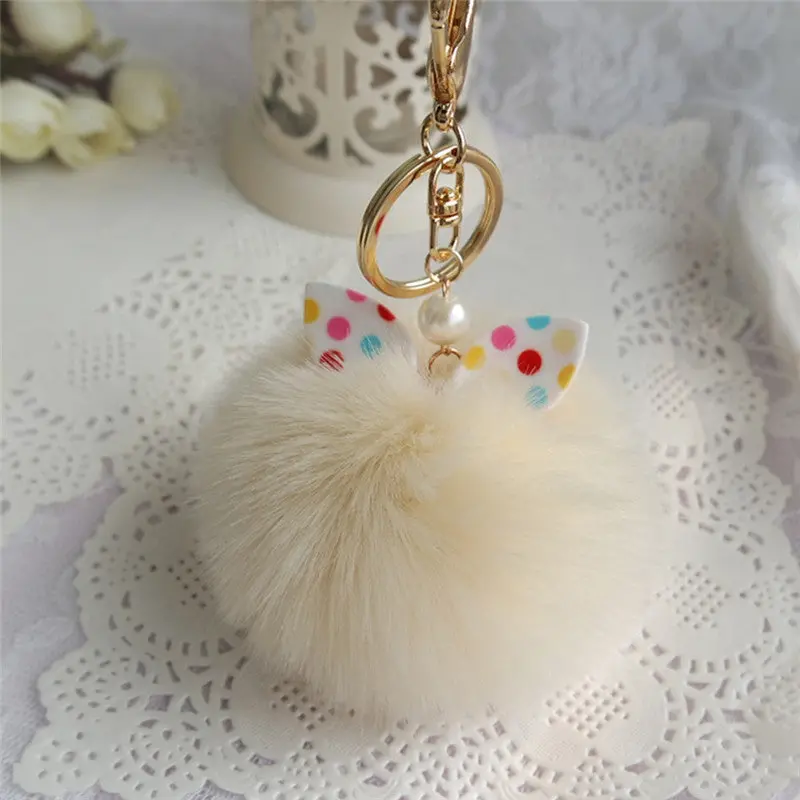 Cool Gifts Pompom Keychain Faux Rabbit Fur Ball Keychain For Car Bag Plush Car Key Ring Car Key Holder Small Pendant Feida 1