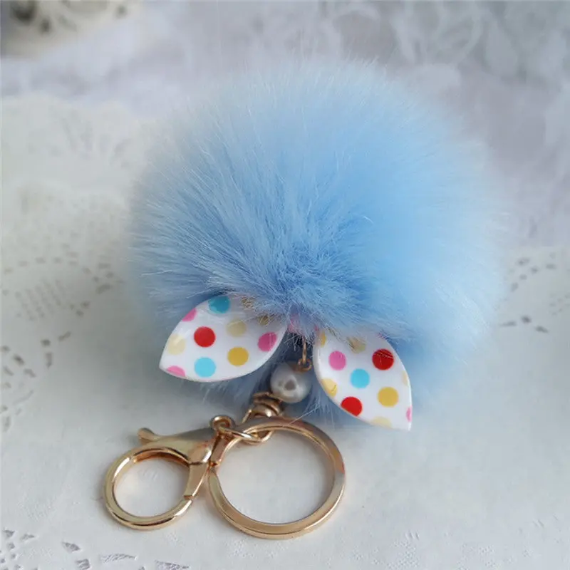 Cool Gifts Pompom Keychain Faux Rabbit Fur Ball Keychain For Car Bag Plush Car Key Ring Car Key Holder Small Pendant Feida 2