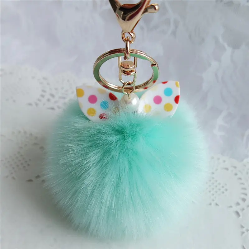 Cool Gifts Pompom Keychain Faux Rabbit Fur Ball Keychain For Car Bag Plush Car Key Ring Car Key Holder Small Pendant Feida 3