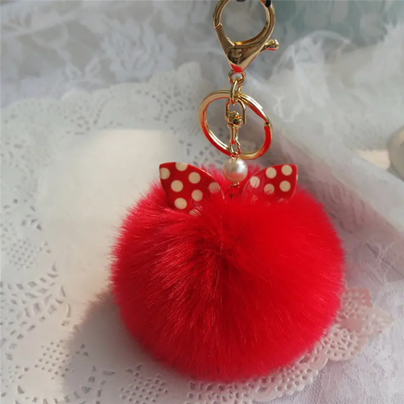 Cool Gifts Pompom Keychain Faux Rabbit Fur Ball Keychain For Car Bag Plush Car Key Ring Car Key Holder Small Pendant Feida 7