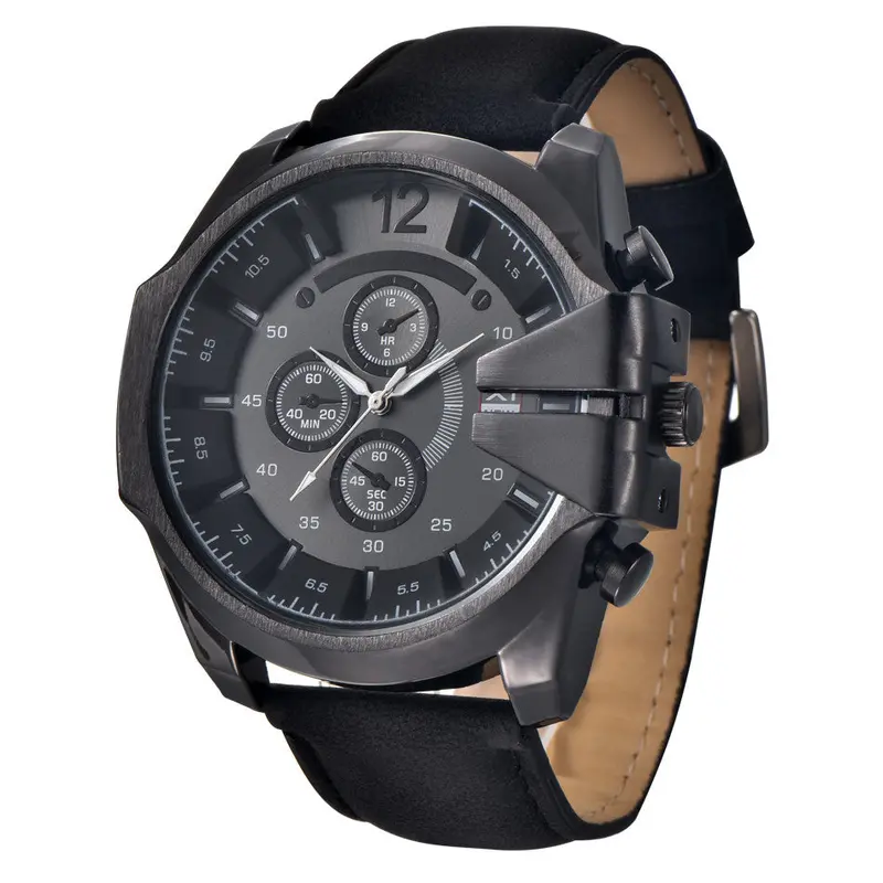 Cool Men's Watch Xi Analog Sport Steel Case Quartz Dial Leather Wrist Watch Gift Relogio Masculino Watches Feida 1