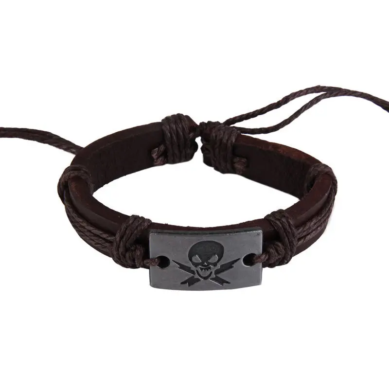 Cool Skull Bracelet String Cross Bracelet Unisex Leather Braid Bangles Cool String Bracelets Unisex Band Bangle Fashion Jewelry 1