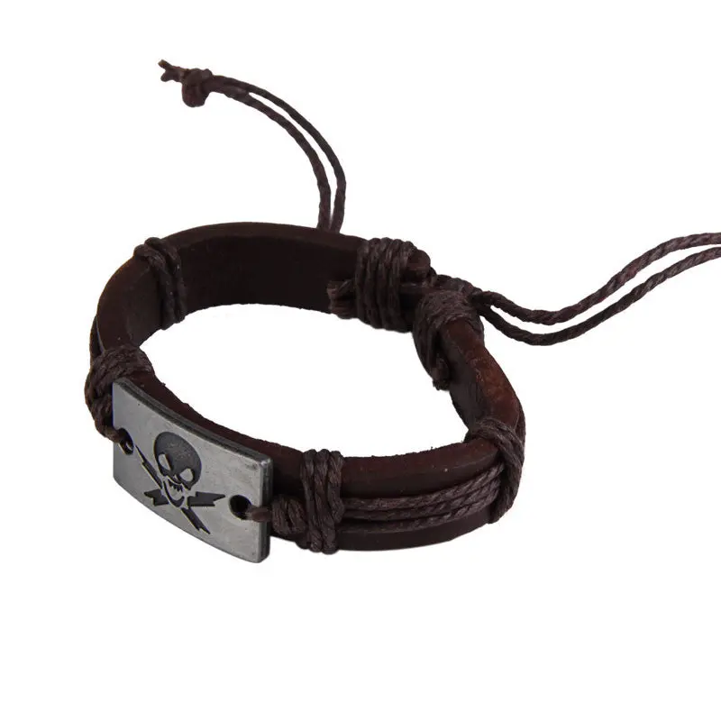 Cool Skull Bracelet String Cross Bracelet Unisex Leather Braid Bangles Cool String Bracelets Unisex Band Bangle Fashion Jewelry 2