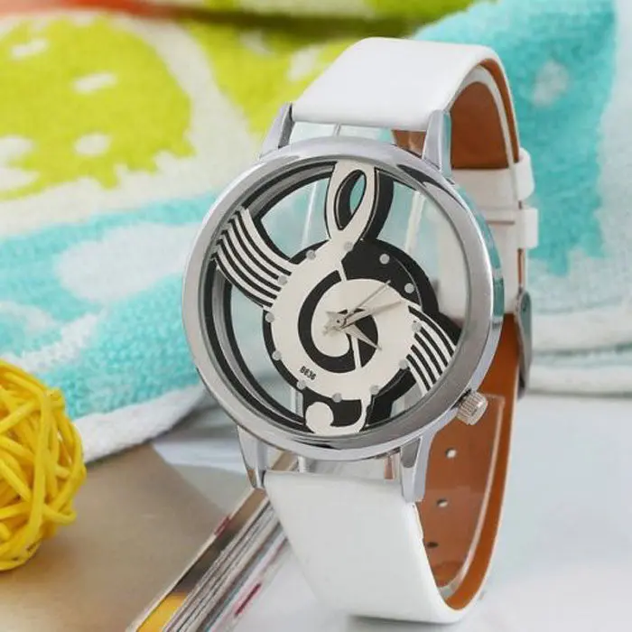Cool Watch Retro Vogue Women Watches Note Music Notation Leather Quartz Wristwatch Lady Girls Clock Hour Happy Gift 1