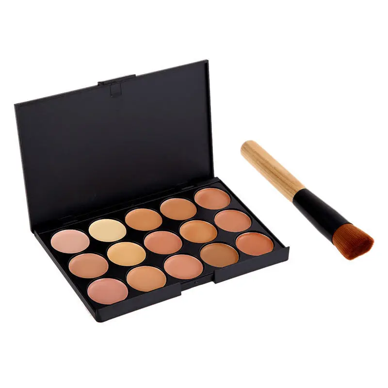 Cosmetic 15 Colour Face Concealer Power Brush Black Palette Makeup Tool Women Girls Makeup 1