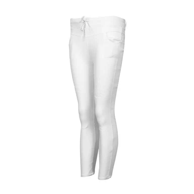 Cotton Ankle-Length Pants Women Skinny Hole Ripped Pants High Waist Stretch Slim Pencil Trousers Plus Size S-Xxl 5