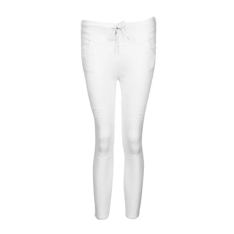 Cotton Ankle-Length Pants Women Skinny Hole Ripped Pants High Waist Stretch Slim Pencil Trousers Plus Size S-Xxl 8