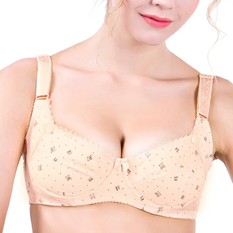 Cotton Breast Feeding Maternity Bra Nursing Bra Padded Push Up Pregnant Women Underwear Underwire Mothers 1