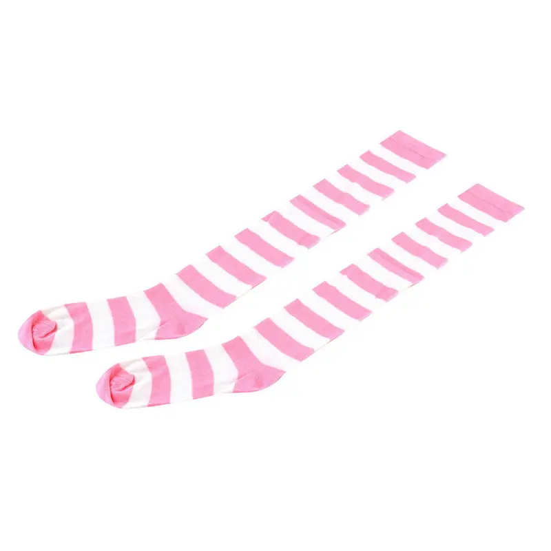 Cotton Cross Striped Warming Thigh High Knee Socks Stocking 5