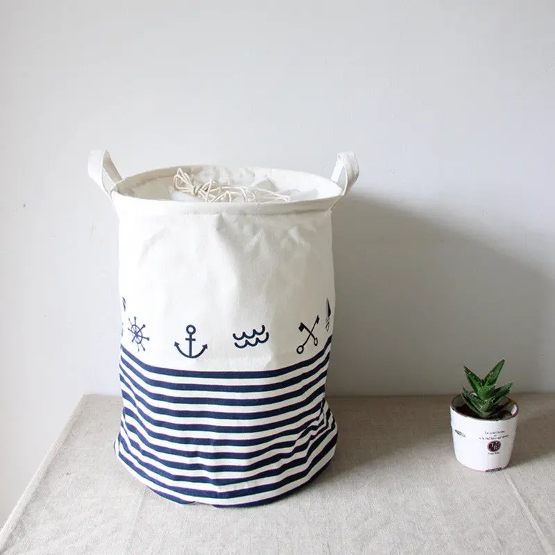 Cotton Linen Foldable Buckets Clothes Washing Laundry Basket Hamper Storage Organizer Bag 87109 1
