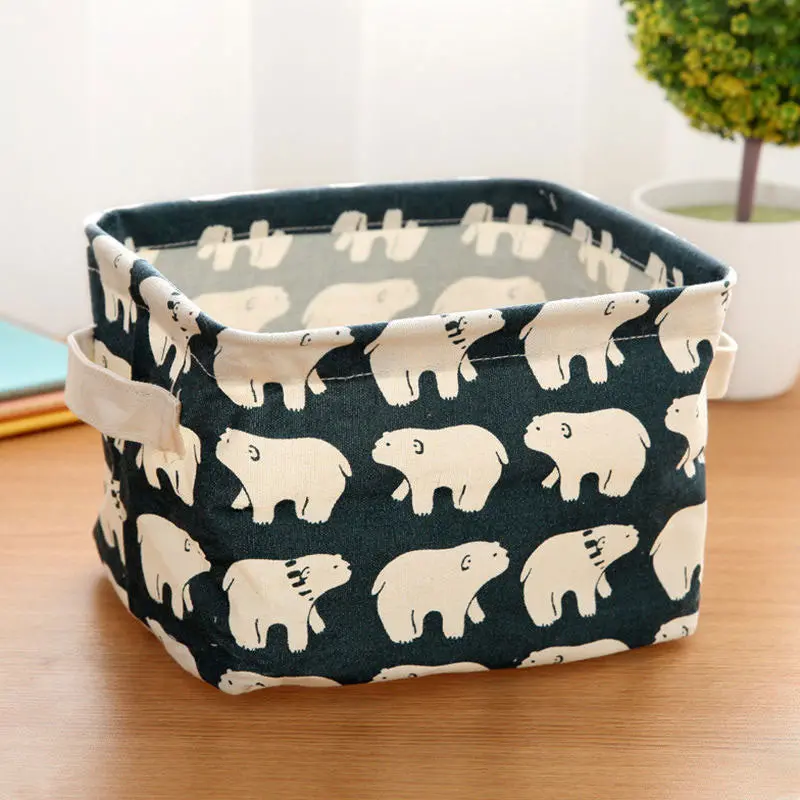 Cotton Linen Home Storage Box Clothes Organizer Folding Office Desk Organizer 4 Colors Makeup Organizer For Cosmetics 83235 1