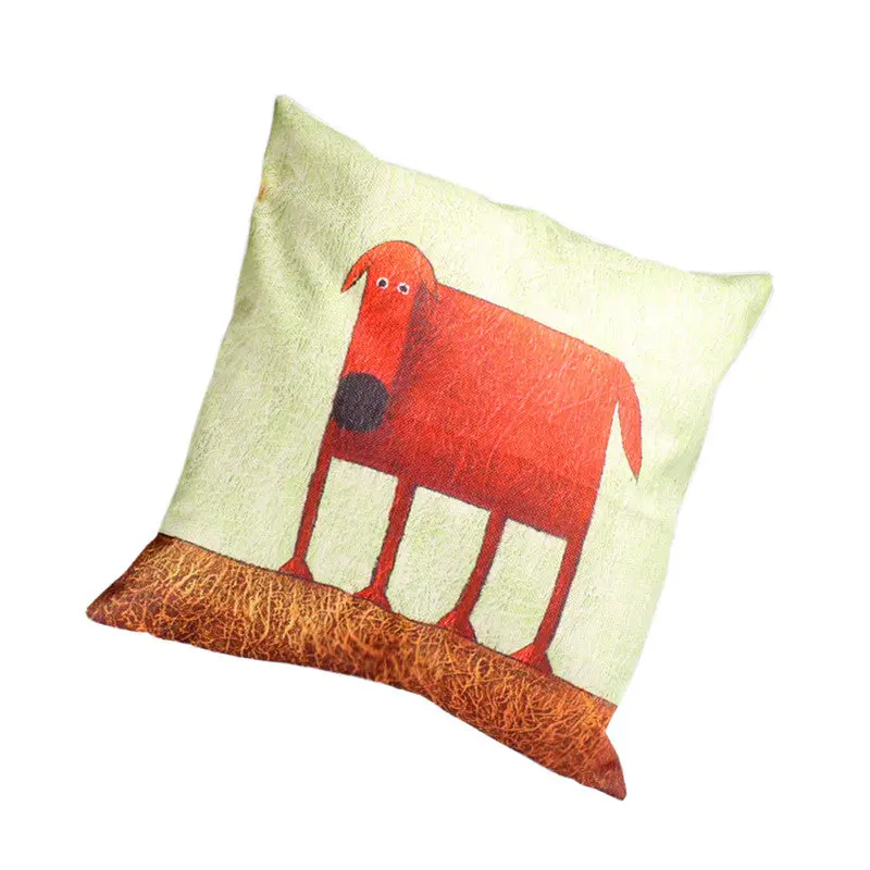 Cotton Linen Square Decorative Throw Pillow Case Cushion Cover Green Background Red Dog 18 "X18 " 85426 1