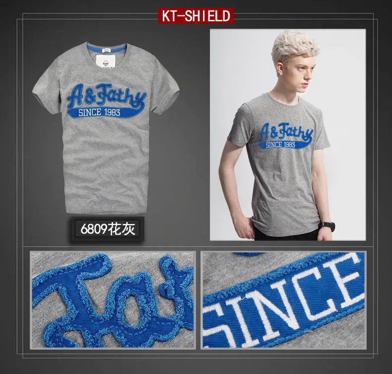 Cotton Men's Short Sleeve T Shirts Slim Spell Embroider Casual Man Tops Tees For T-Shirt 11