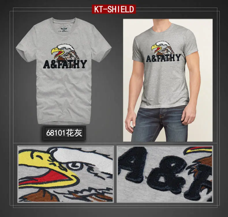 Cotton Men's Short Sleeve T Shirts Slim Spell Embroider Casual Man Tops Tees For T-Shirt 16