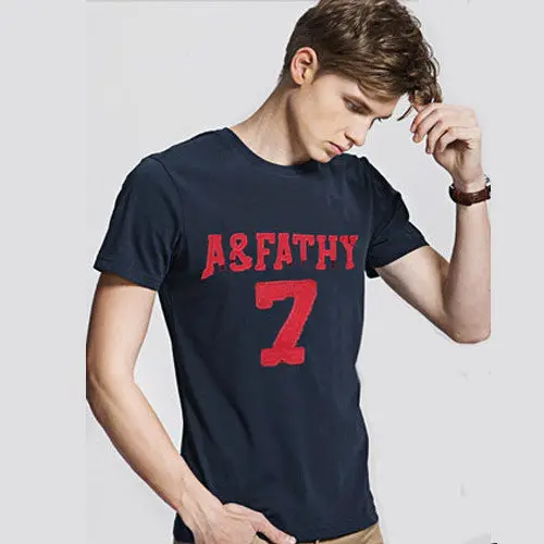 Cotton Men's Short Sleeve T Shirts Slim Spell Embroider Casual Man Tops Tees For T-Shirt 16