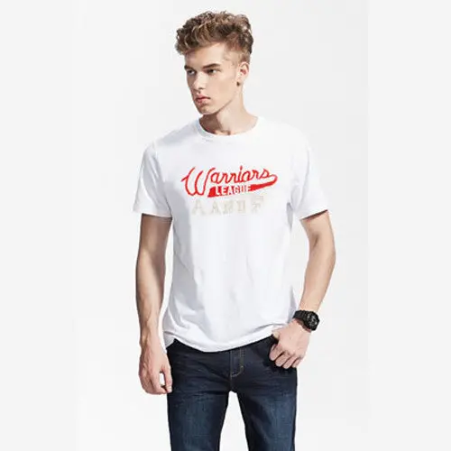 Cotton Men's Short Sleeve T Shirts Slim Spell Embroider Casual Man Tops Tees For T-Shirt 17