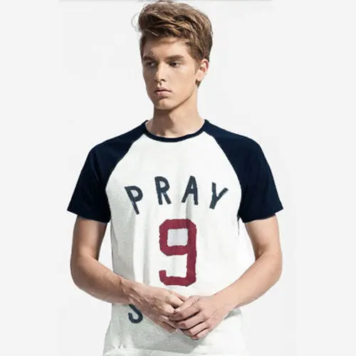Cotton Men's Short Sleeve T Shirts Slim Spell Embroider Casual Man Tops Tees For T-Shirt 18