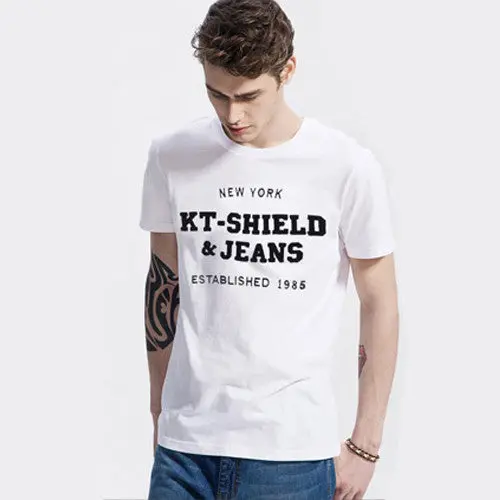 Cotton Men's Short Sleeve T Shirts Slim Spell Embroider Casual Man Tops Tees For T-Shirt 19