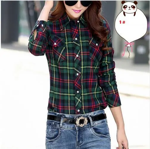 Cotton Plaid Blouse Shirt Women Velvet Warm Blouse Long Sleeve Slim Thicken Tops Ladies Blouse Plus Size Gv294 1