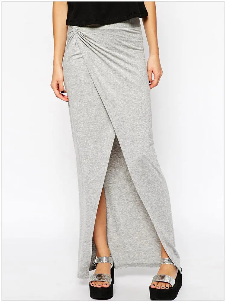 Cotton Style Long Skirts Open Side Split Floor Length Long Maxi Skirts For Asymmetrical Maxi Skirt Long 1