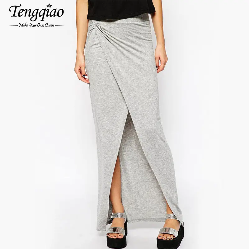 Cotton Style Long Skirts Open Side Split Floor Length Long Maxi Skirts For Asymmetrical Maxi Skirt Long 2