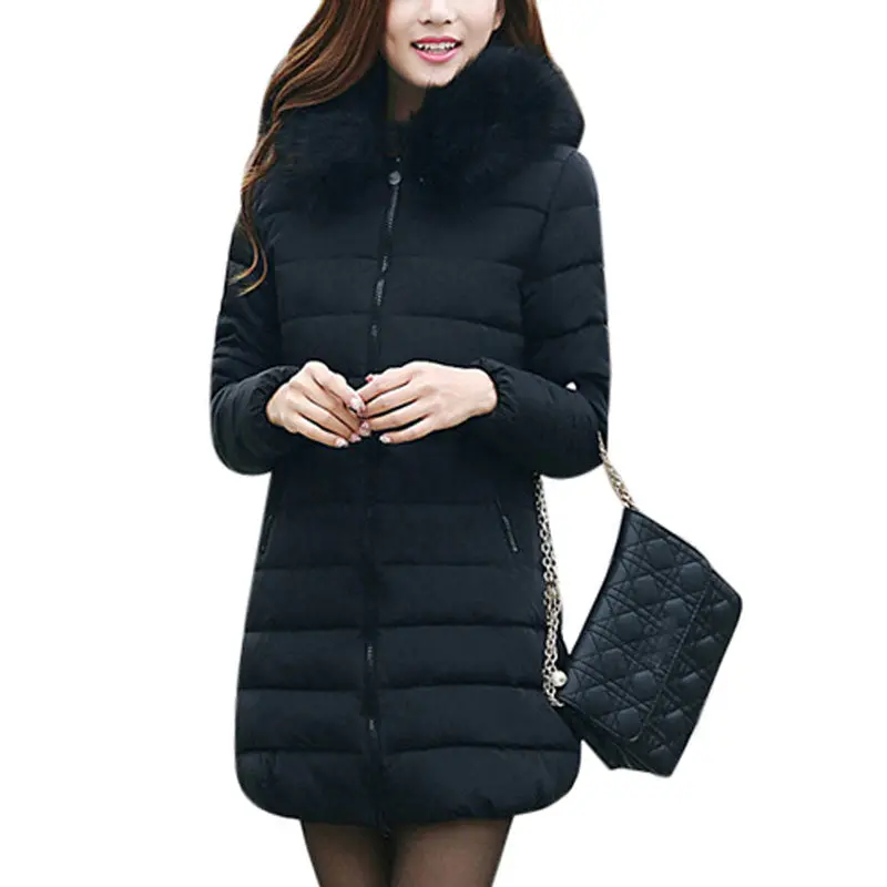 Cotton Thick Parkas Down Coat Women Long Plus Size Raccoon Fur Collar Hooded Outwearwomen Jacket Outwear Xl 2Xl 3Xl 3