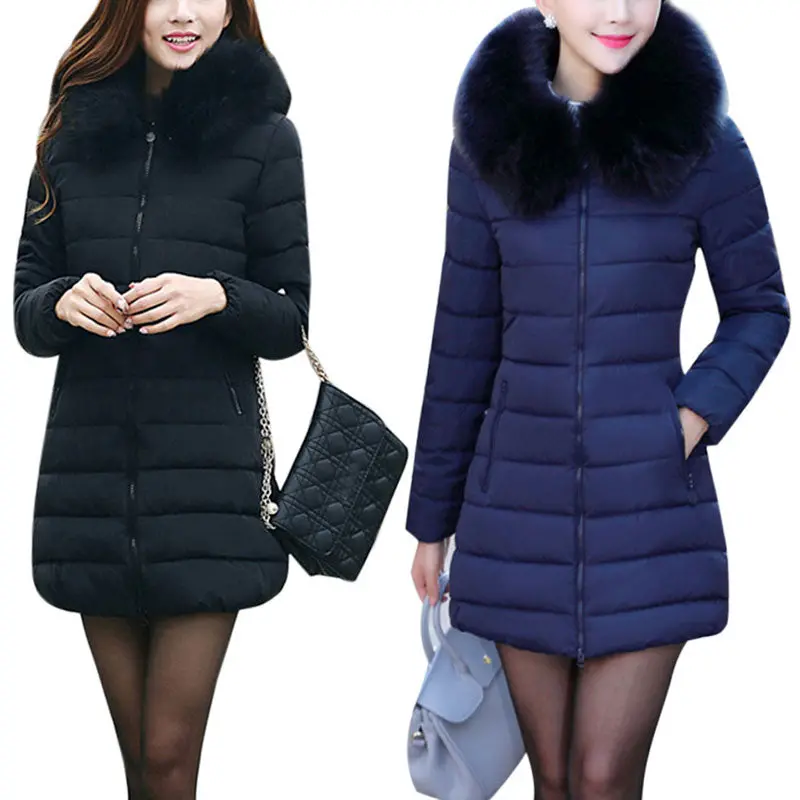 Cotton Thick Parkas Down Coat Women Long Plus Size Raccoon Fur Collar Hooded Outwearwomen Jacket Outwear Xl 2Xl 3Xl 4