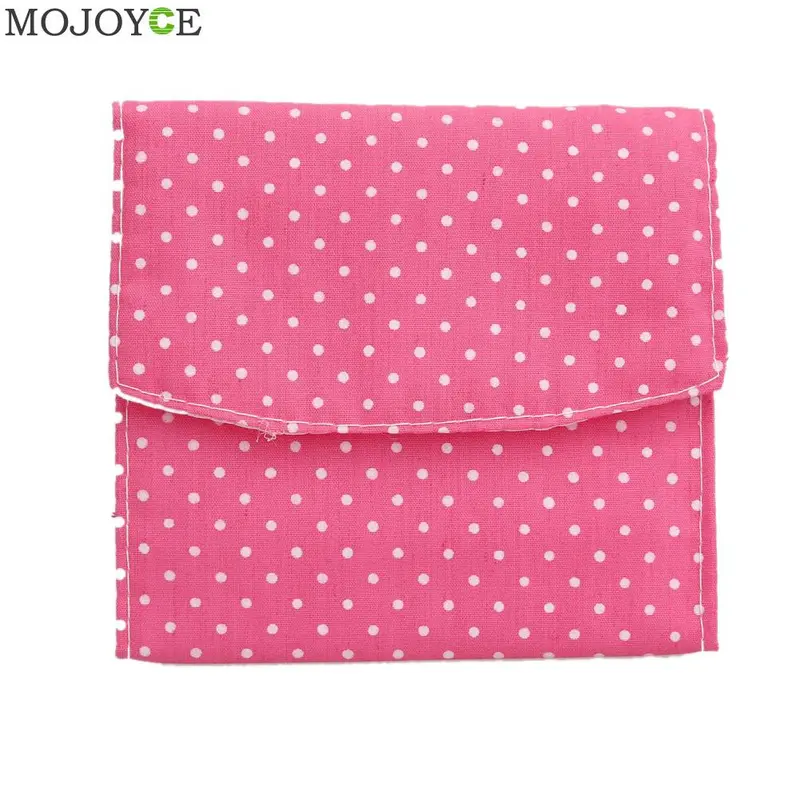 Cotton Women Mini Sanitary Bag Napkins Towel Pads Storage Bag Purse Clutch Dots Print Bag Case Organized Color Random 1