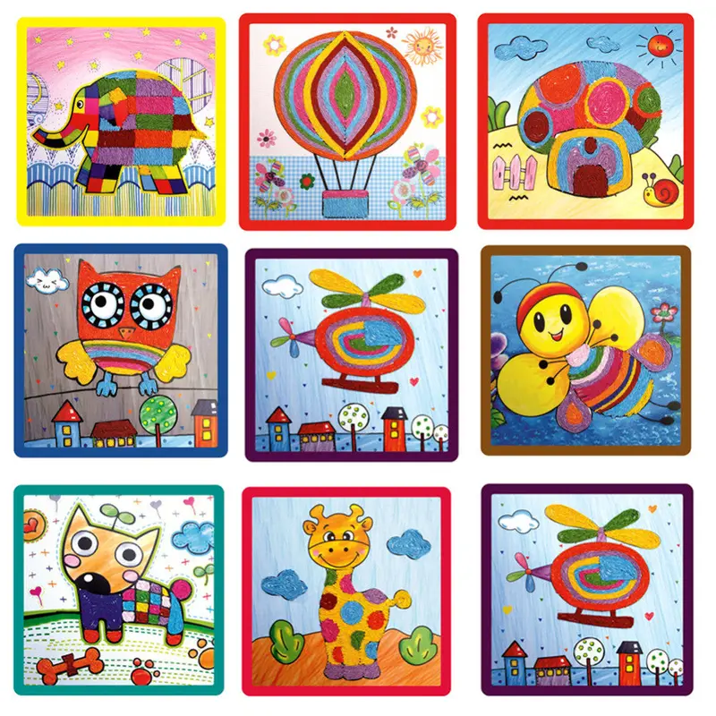 Creative Baby Toy Kindergarten Rope Paste Painting Cartoon Animal Diy Hmade Kids Crafts Toys 1