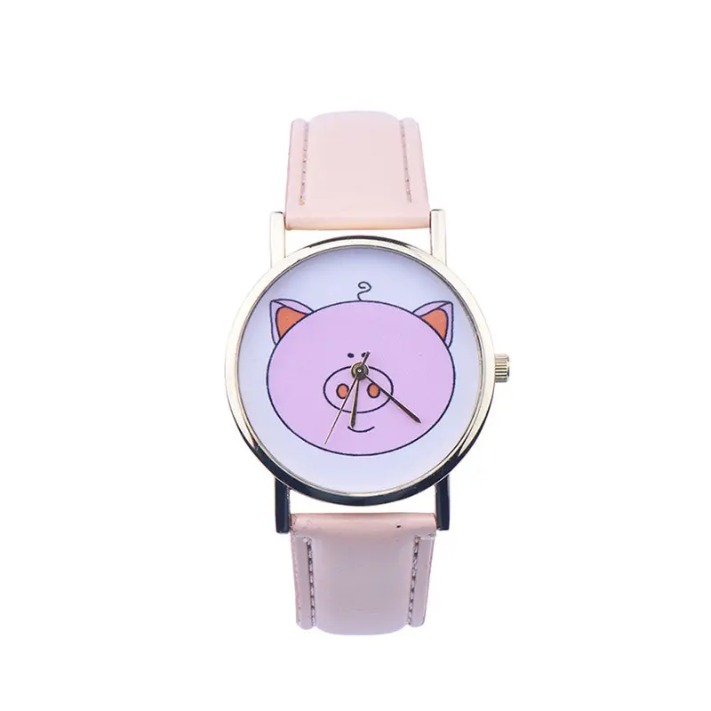 Creative Boy Girl Watch Kids Cute Pig Printed Watches Faux Leather Men Analog Watch Student Relogio 1