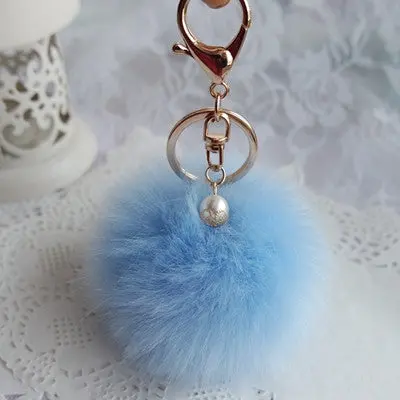 Creative Cute Key Chain For Women Ring Keyring Chaveiro Rabbit Fur Ball Bag Plush Car Ring Pendant 1