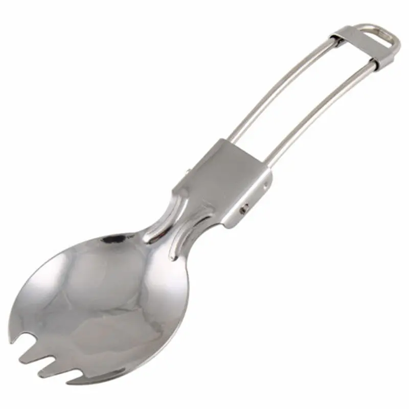 Creative Design Kitchen Camping Hiking Cook Picnic Foldable Spoon Traveller Spork Stainless Steel Fork 6919 1