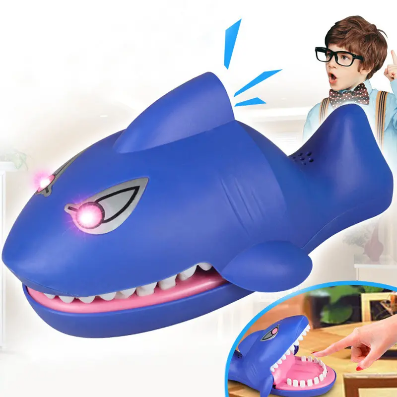 Creative Electric Luminous Bite H Shark Toy Bite Finger Toy Trick Family Games Shock Children's Fun Toys 1