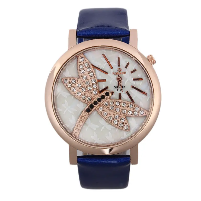 Creative Est Lady Retro Dragonfly Dial Pu Leather Band Quartz Analog Wrist Watches Watch 5 Colors 5