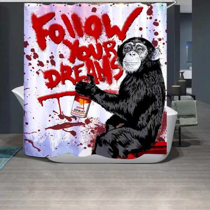 Creative Orangutan Shower Curtains Polyester Fabric Printed Bathroom Curtains Waterproof Curtain Hooks 72*72" 86327 1