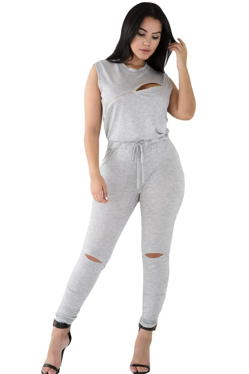 Creative Zip Hole Design Sexy Jumpsuit Romper Overalls Style Jumpsuit Long Pants Combinaison Femme 1