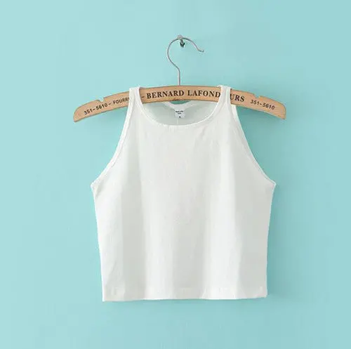 Cropped Elastic-Waist Tank Top – Minimalist Short Cami in Six Vibrant Hues