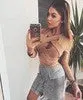 Cross Bandage Crop Top Sexy Long Sleeve Women Shirt Short Ladies Tops Slim Solid Shirt M0591 5