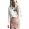 Cross Bandage Crop Top Sexy Long Sleeve Women Shirt Short Ladies Tops Slim Solid Shirt M0591 9