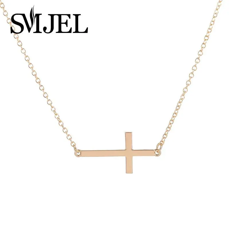 Cross Jewelry Sideways Necklace In Silver Religious Necklaces Necklace N035 1