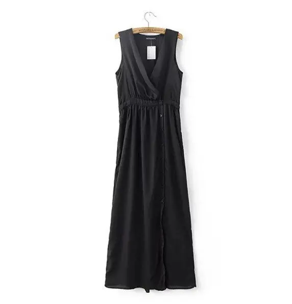 Cross V Neck Slit Full Maxi Long Dress Woman Slite Party Dess Curto Vestido De Festa Robe Elbise Jurken Dresse S M L 1