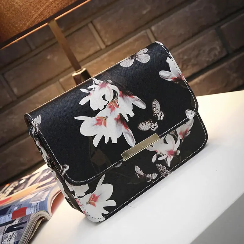 Crossbody Bags For Women Floral Print Pu Leather Satchel Handbag Retro Messenger Bag Bolsos Femenina 1