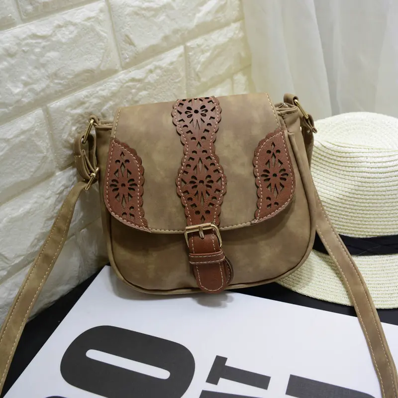 Crossbody Bags Women Vintage Floral Handbag Hollow Out Messenger Saddle Bag Bolsos Femenina 5