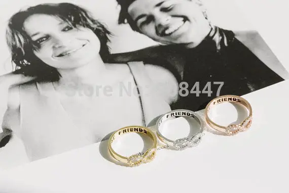 Crystal Best Friends Infinity Rings,Rhinestone Infinity Rings,Infinite Eight Shape Ring 3