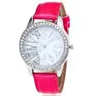 Crystal Pattern Leather Band Analog Vogue Wrist Watch Womens Watches Top White Watch Reloj Mujer Feida 3