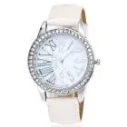 Crystal Pattern Leather Band Analog Vogue Wrist Watch Womens Watches Top White Watch Reloj Mujer Feida 6