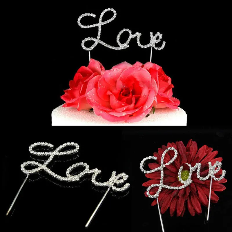 Crystal Rhinestone Letter Love Cake Topper Wedding Decoration 85405 1