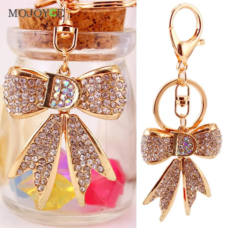Crystal Rhinestone Pearl Charm Pendant Purse Bag Ring Chain Keychain Key 2