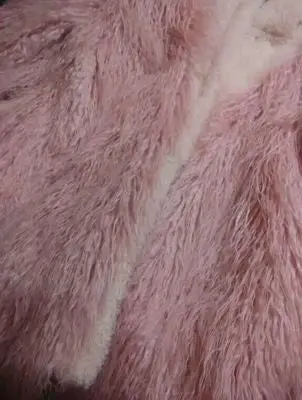 Curly 4 Inches Long Hairy Faux Sheep Fur Coat Woman Spliced Zipper Hooded Outwear Contrast Color Warm Coat 3 Colors 1