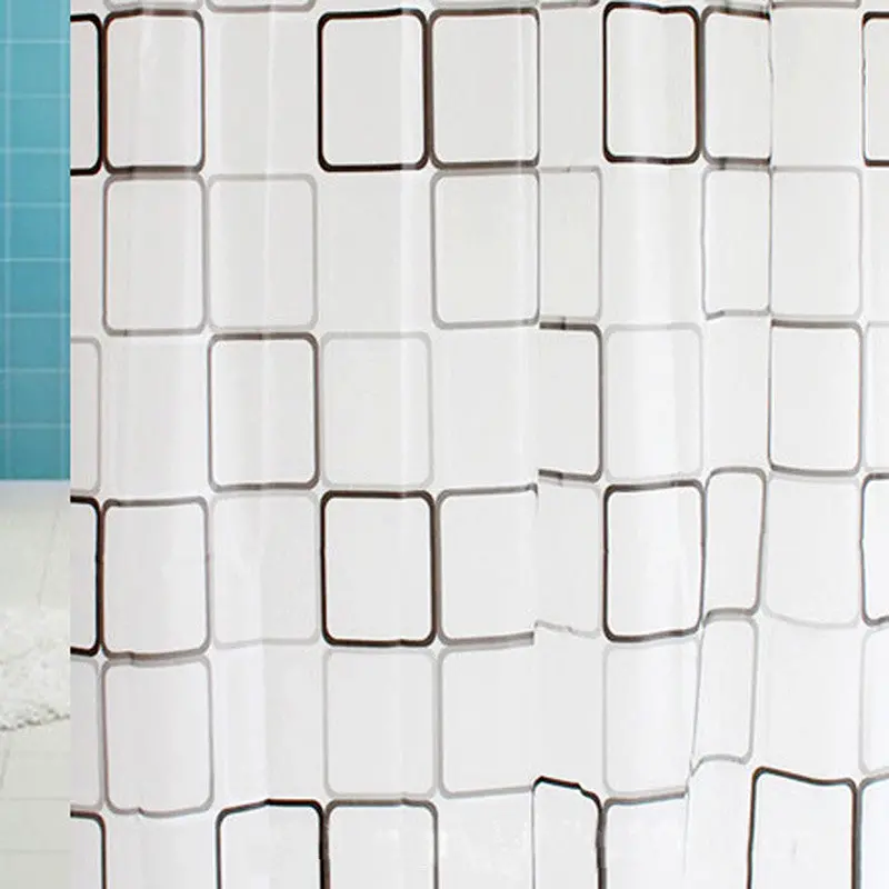 Curtain W/ Ring Hooks Bathroom Square Shower Curtains 180*200Cm 77545 1